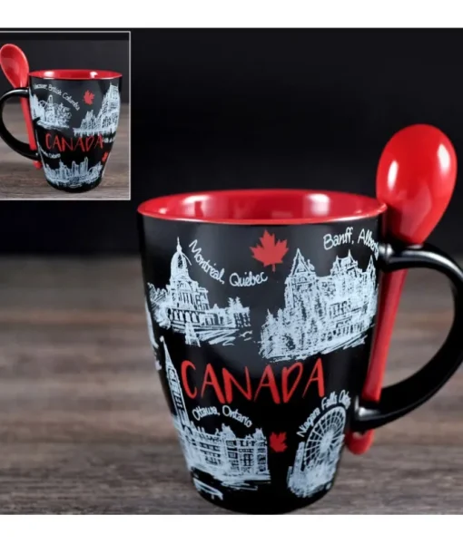 Tasse Souvenir du Canada, avec cuillère, 12 oz