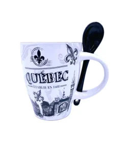 Tasse souvenir du Québec, avec cuillère, 10 oz