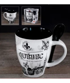 Tasse souvenir du Québec, avec cuillère, 10 oz