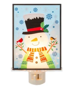 Veilleuse bonhomme de neige et oiseaux